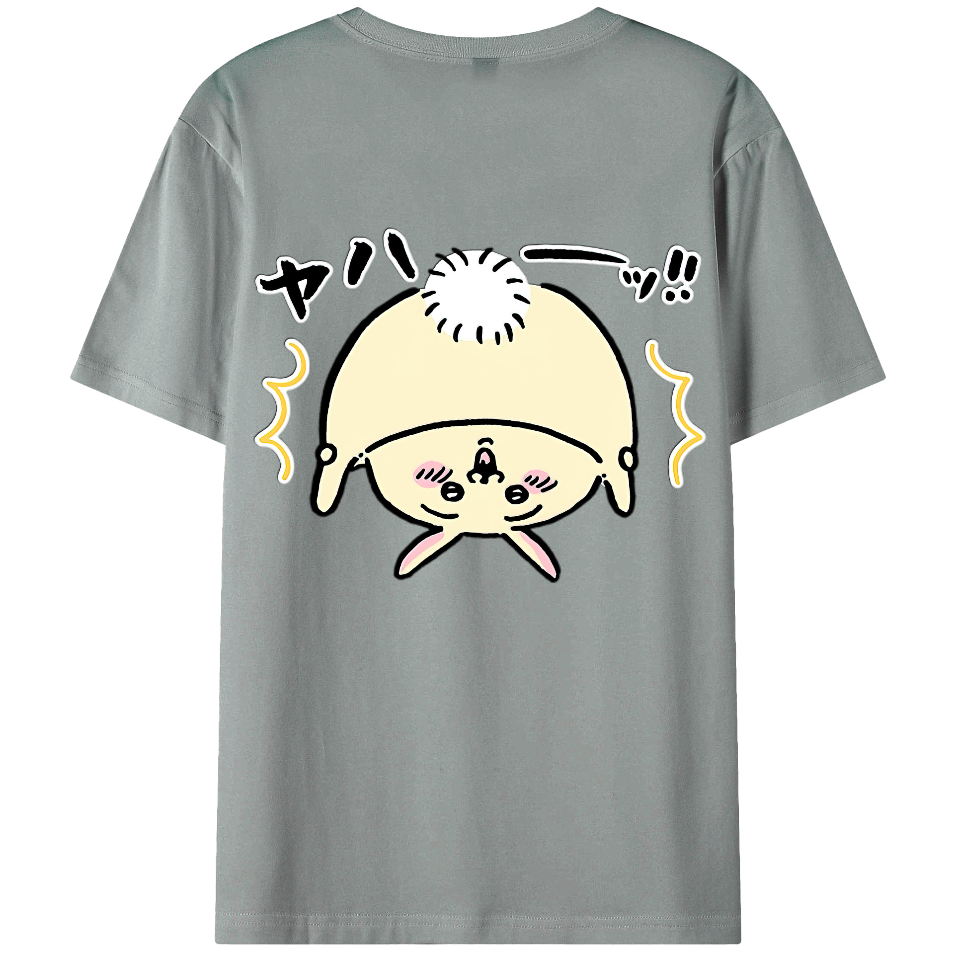 （画像用） ちいかわ うさぎ Chii-kawa usagi 綿100％ メンズ半袖Tシャツ（バックプリント） 通気性